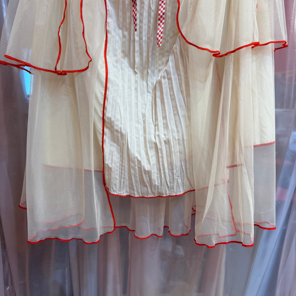 レッドチェックリボンチュールスカート