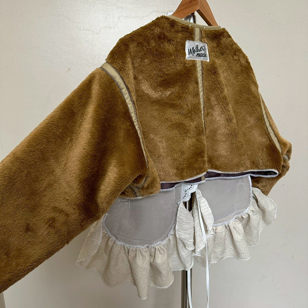 ボアベージュ白レースショットジャケット