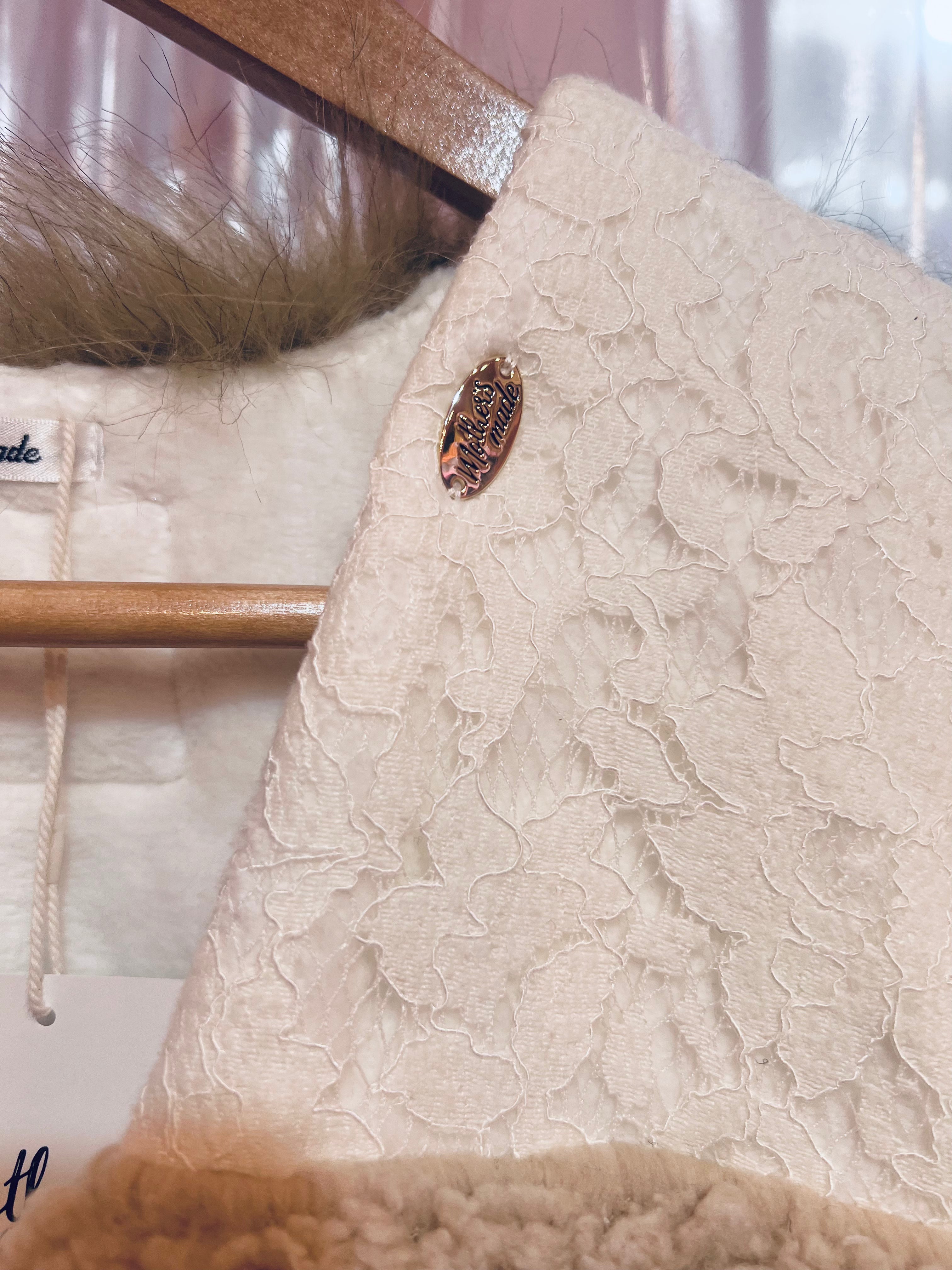 ファー xニットのパッチワークベスト