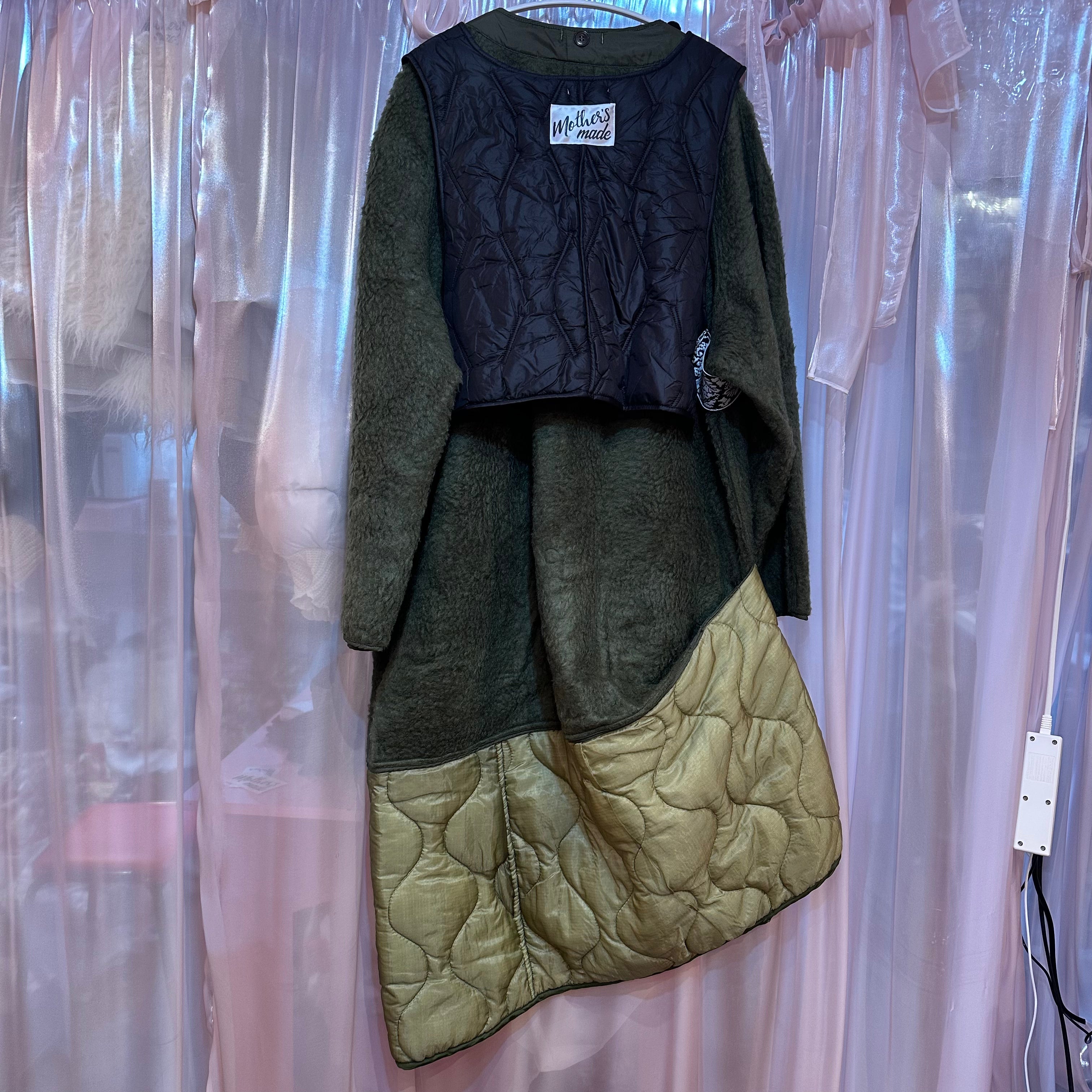 2ピースセットカーキアシンメトリーコート