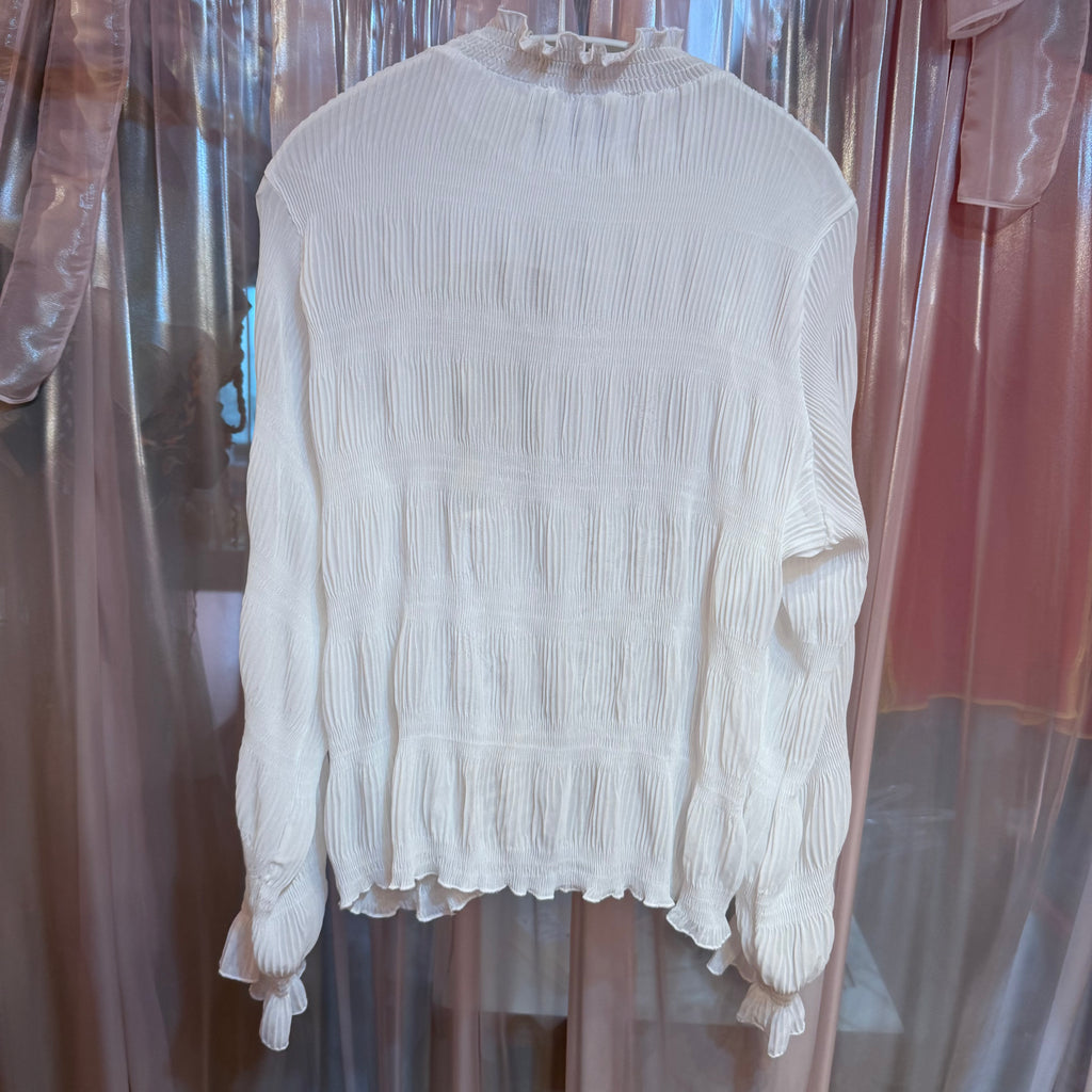 白レースパッチワークトップス