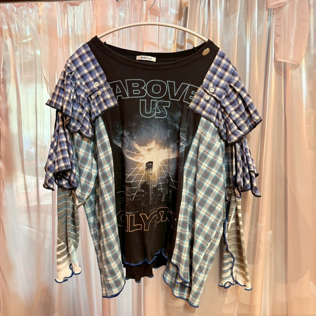 ブルーチェック2-wayトップス