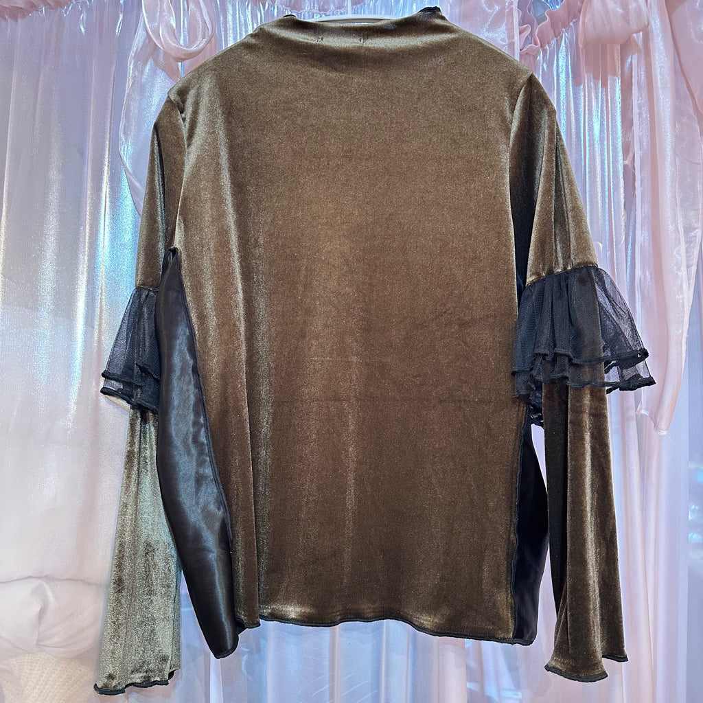 カーキベルベットトップス
