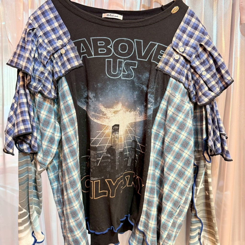 ブルーチェック2-wayトップス