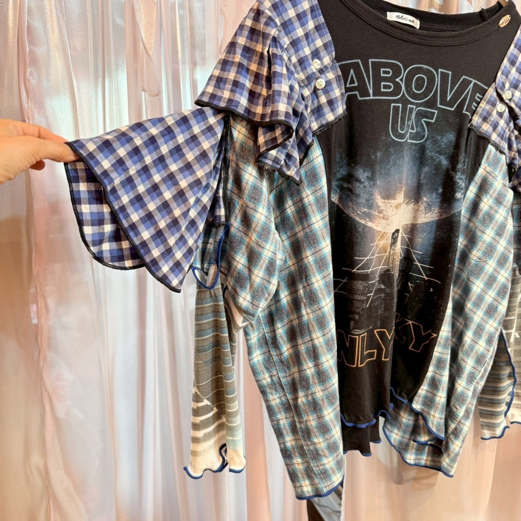 ブルーチェック2-wayトップス