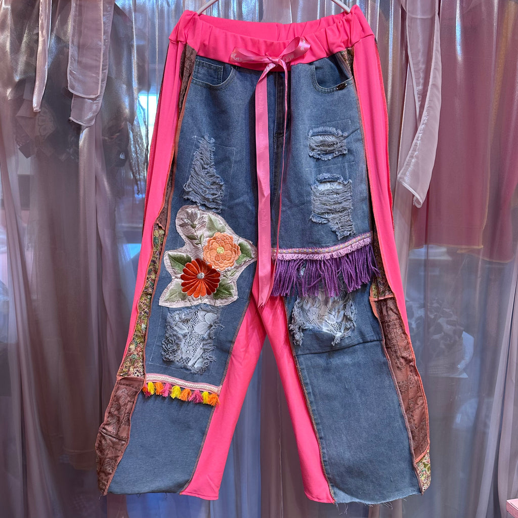 着物リメイクフリンジデニム