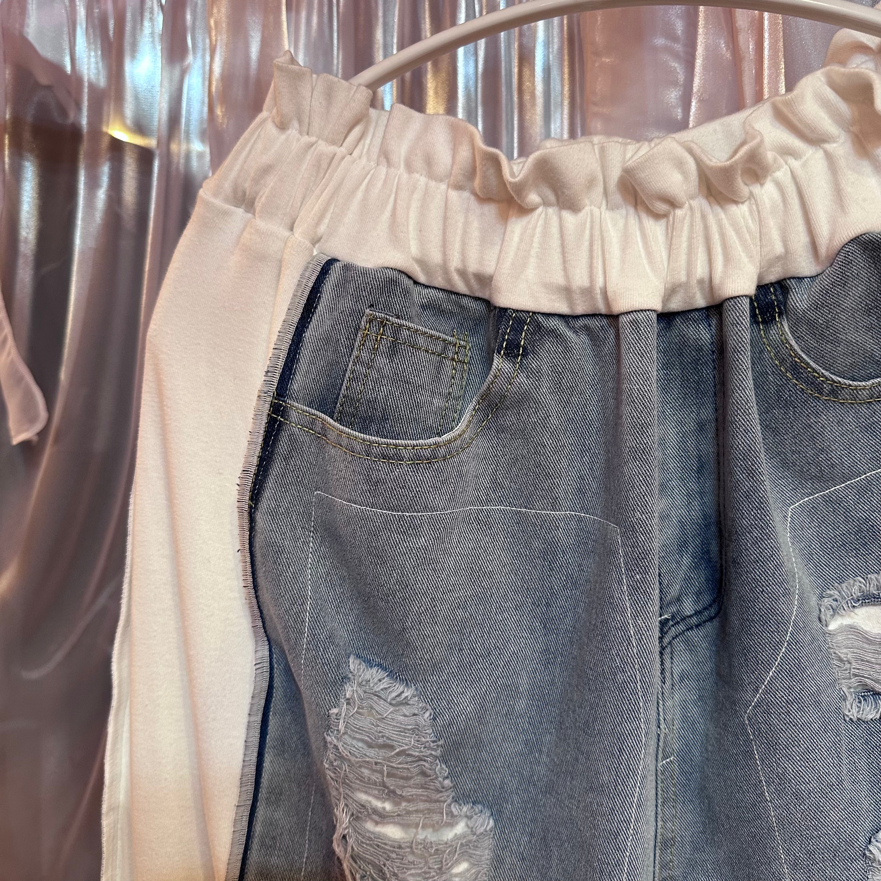 ニットパッチワークデニム