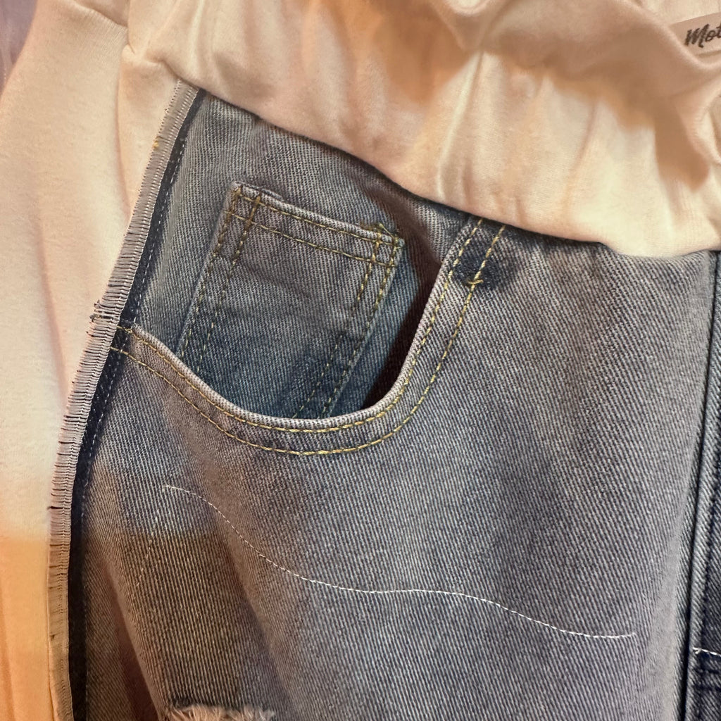 ニットパッチワークデニム