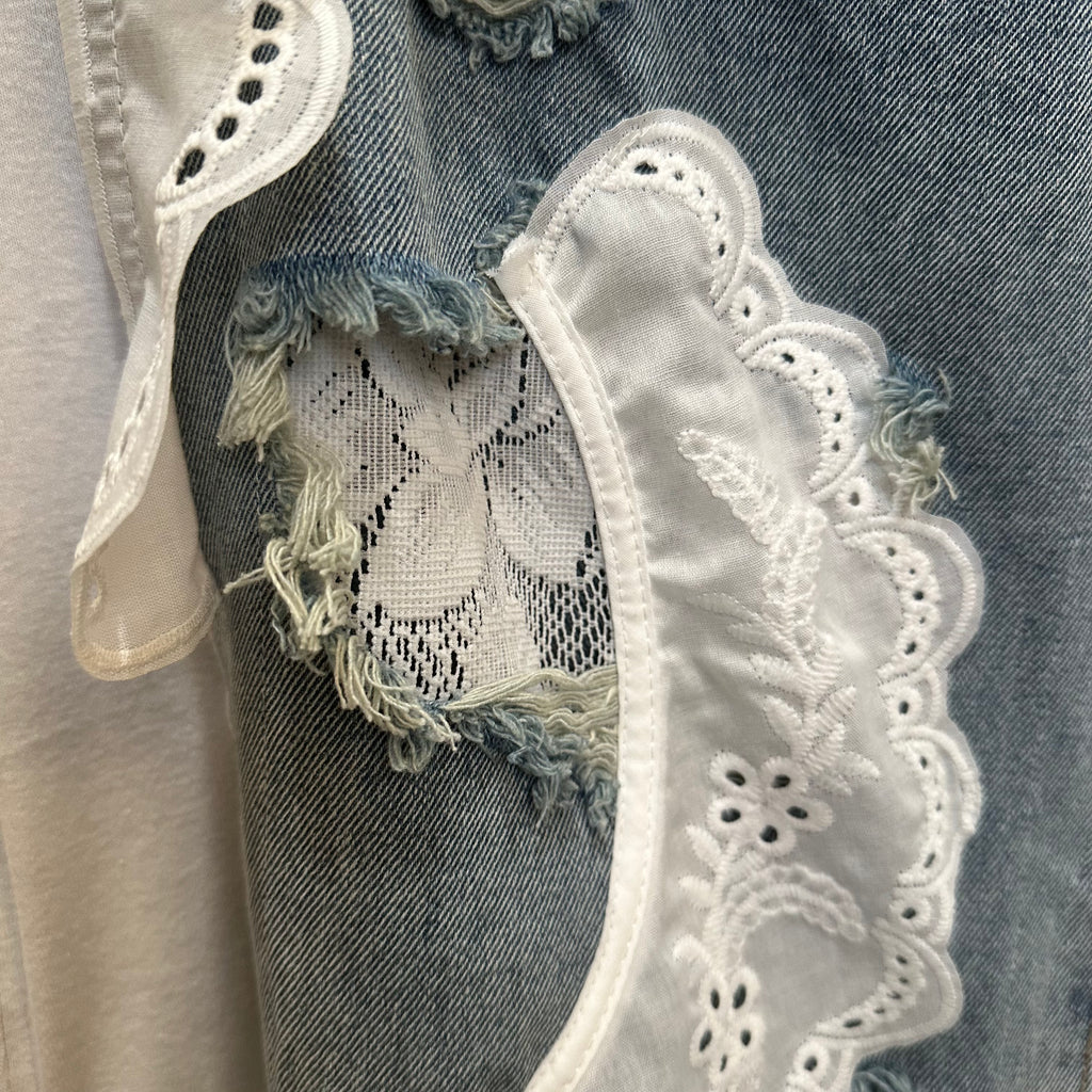 レース付きデニム