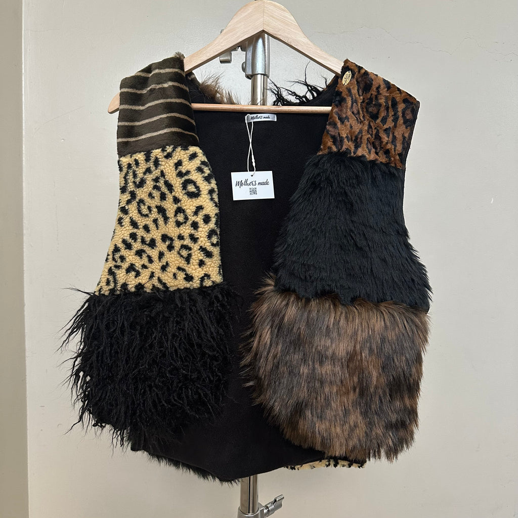 ファーパッチワークベスト