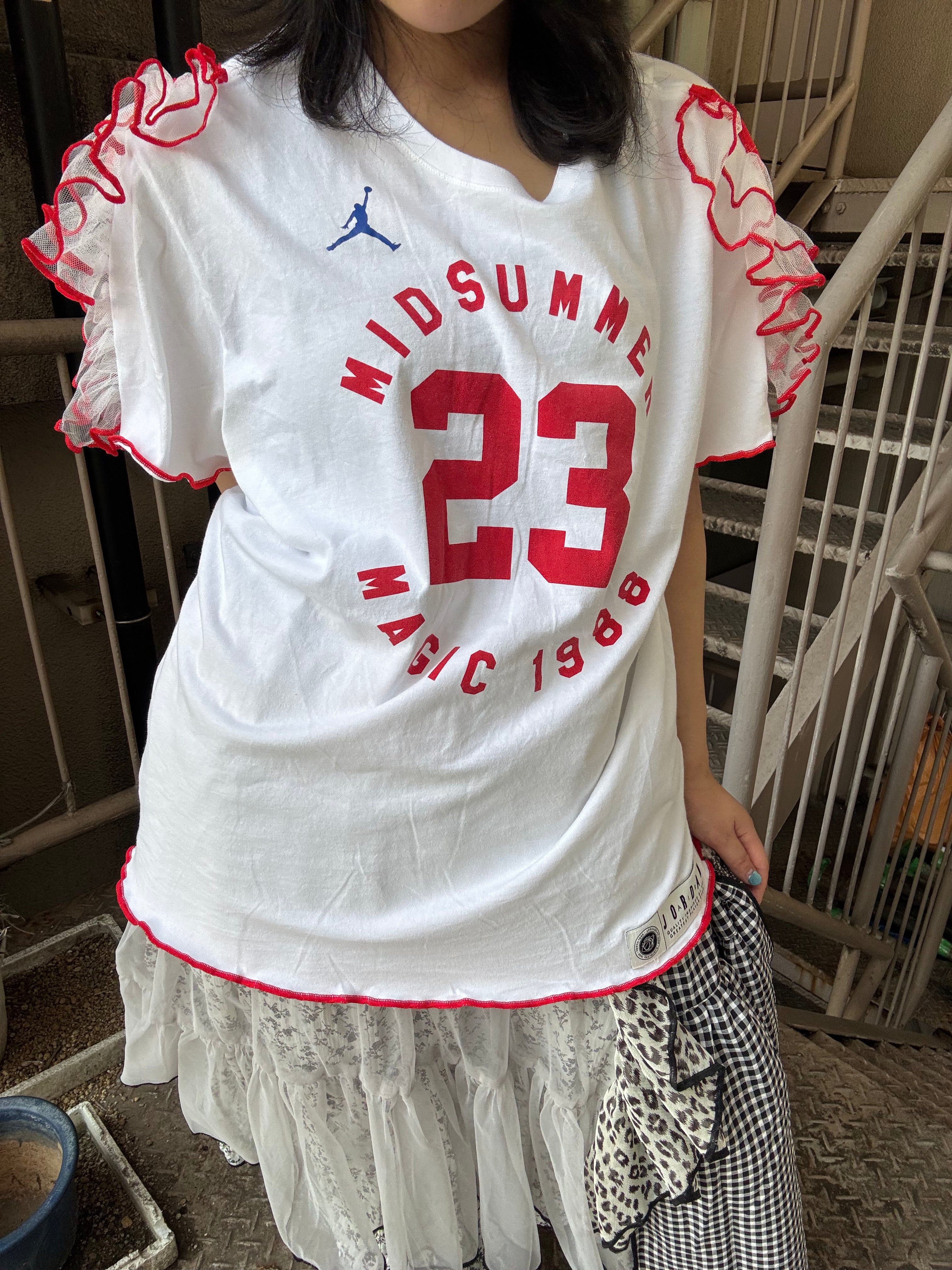肩フリル付き半袖Tシャツ　