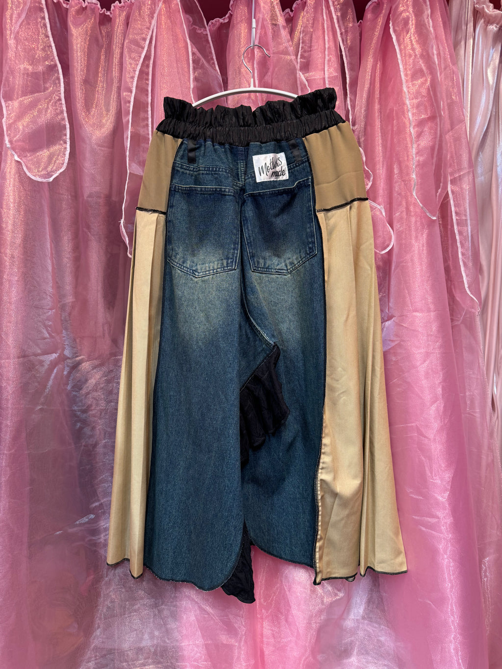 インスタライブ紹介商品・608601サイドプリーツスカート(デニム×ベージュ)