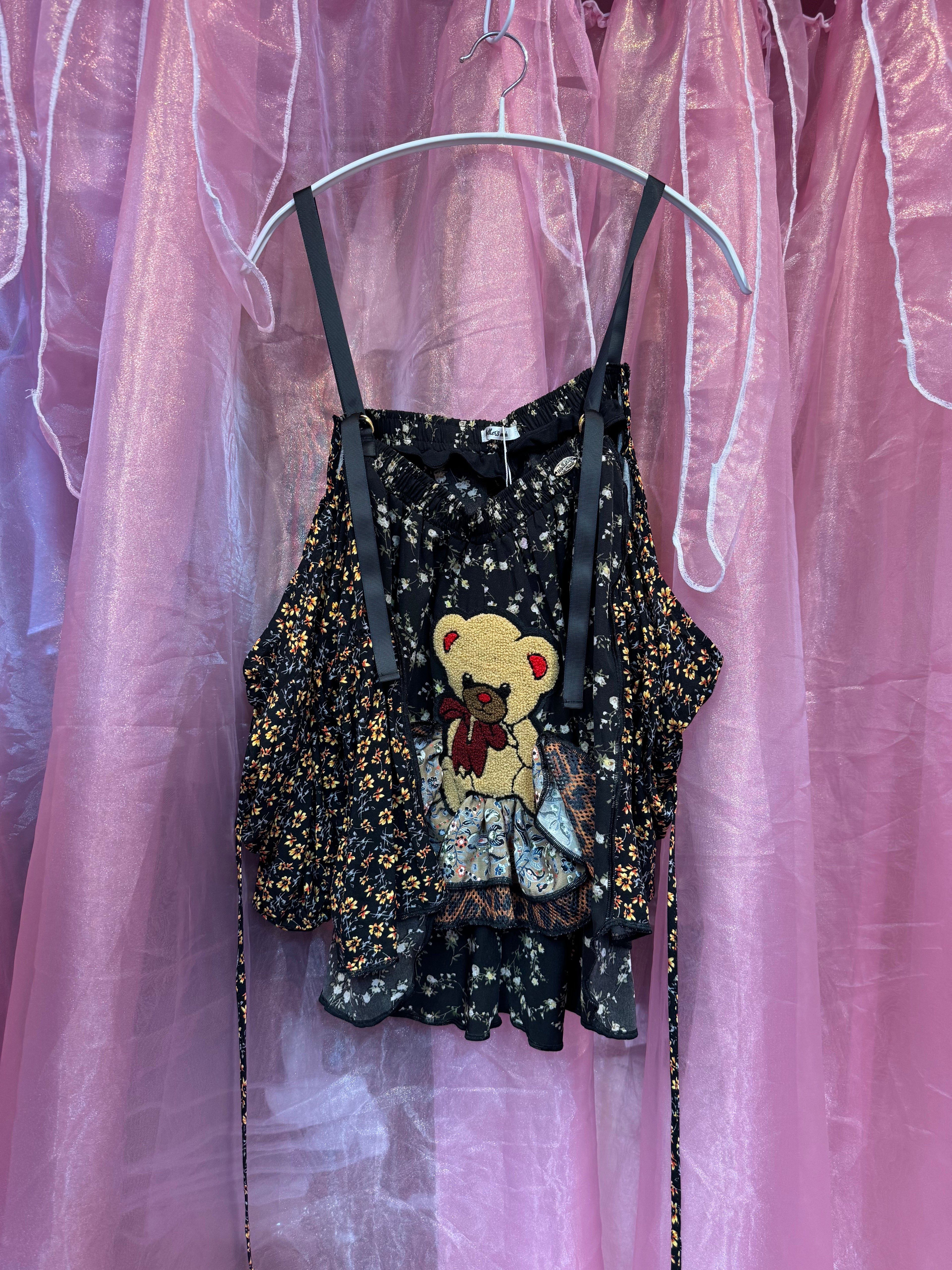 インスタライブ紹介商品・608301小花柄＆くまちゃんワッペンキャミ