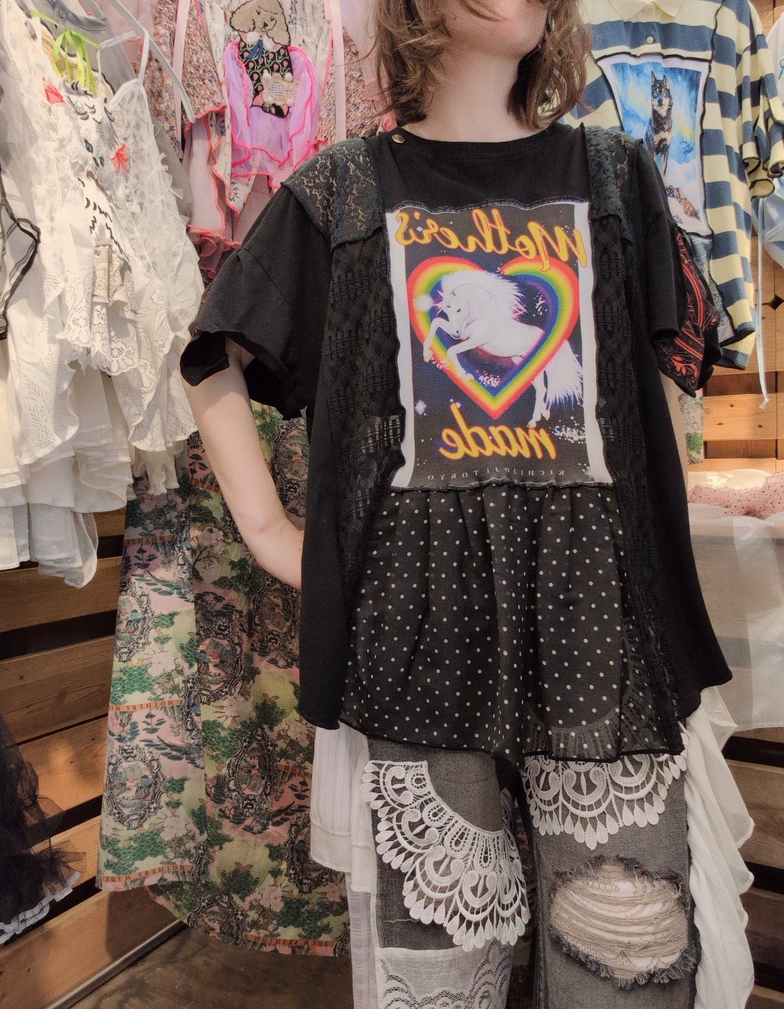 ユニコーン黒半袖Tシャツ