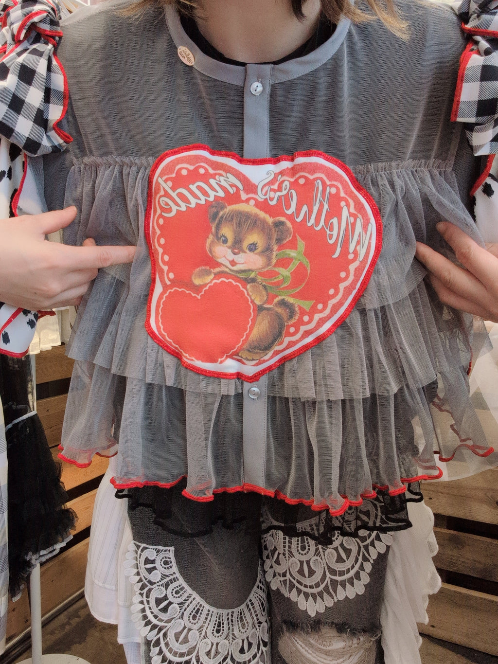 りすハート♡シフォントップス グレー