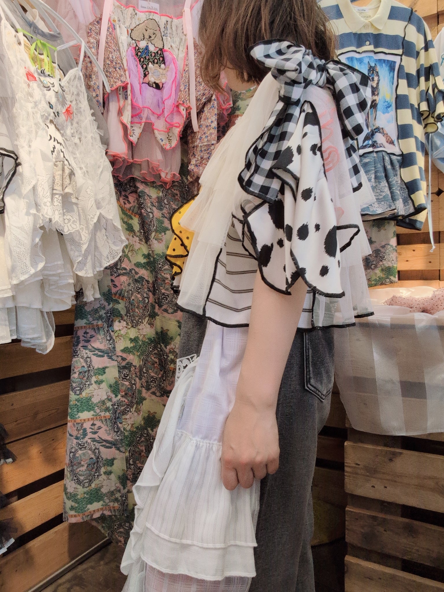 ねこハート♡シフォントップス 白