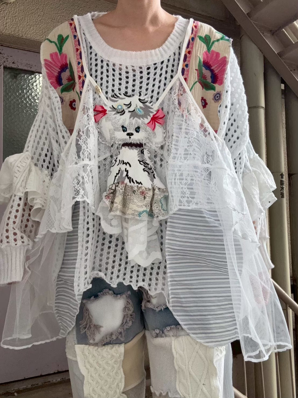 おしゃれわんちゃん白キャミソール
